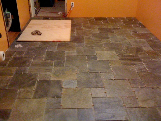 Installing slate tiles