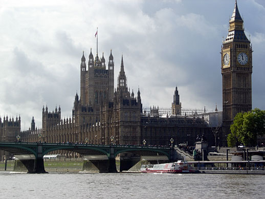 Westminster Palace from the south bank of the River Thames